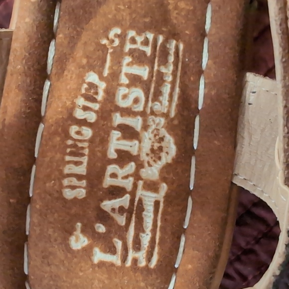 L'ARTISTE* Spring Step Floral Bloom painted wedge heel sandals velcro close sz 8 - Picture 9 of 17